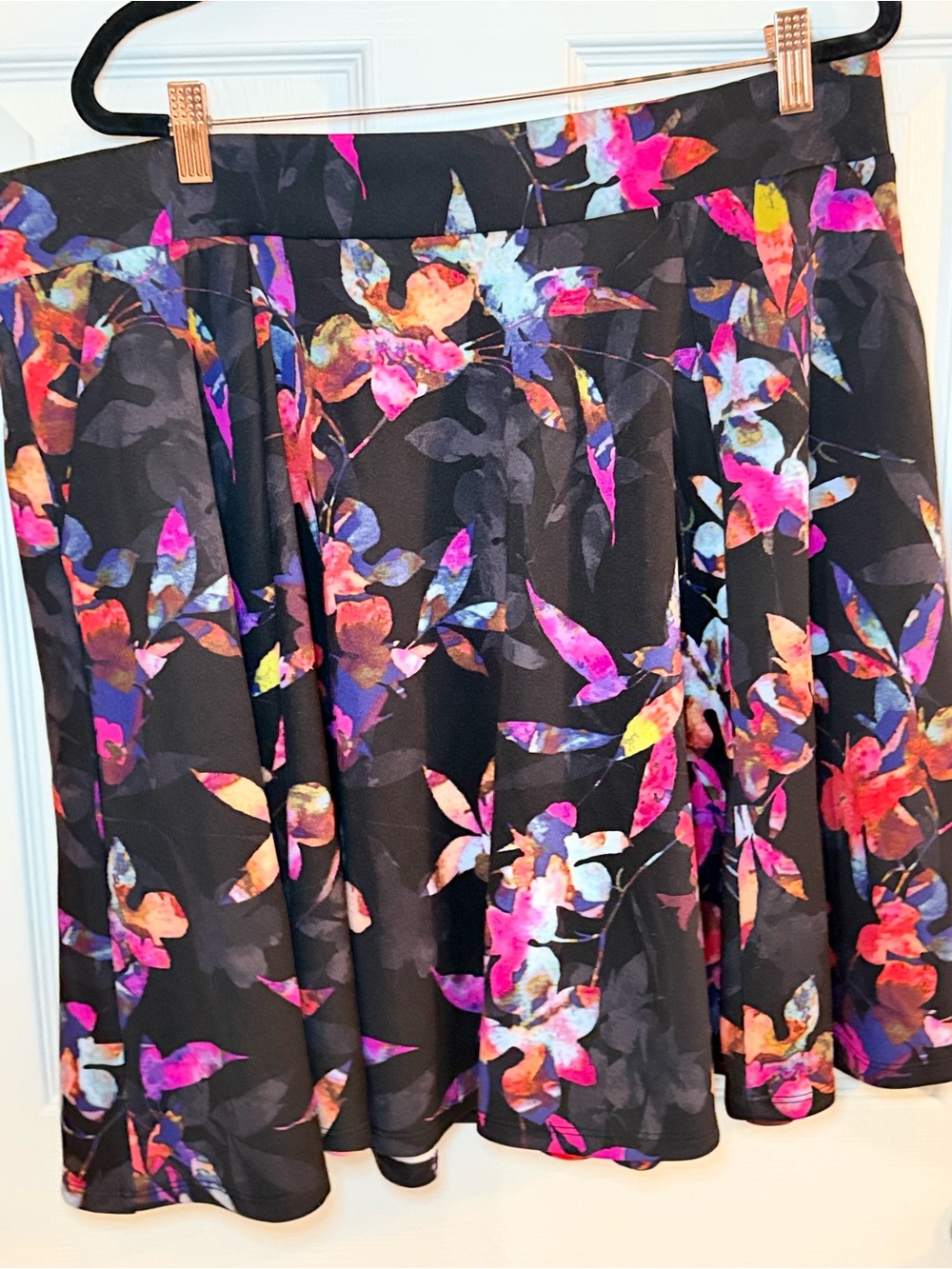 torrid Black Skater Skirt with Pink, Purple & Orange Floral Print